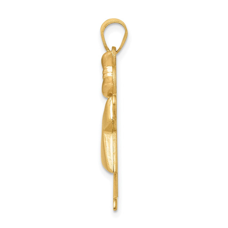 14k Two-tone Gold Two-tone Gold Puffed Girl with Bow on Right Engravable Charm