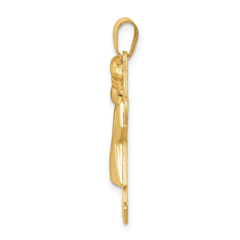 14k Yellow Gold Puffed Girl w/Bow on Left Engravable Charm