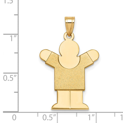 14k Yellow Gold Solid Satin Engravable Boy Charm