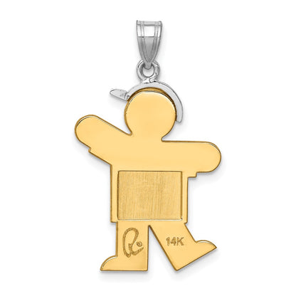 14k Two-tone Gold Two-tone Gold Large Boy w/Hat on Left Engravable Charm