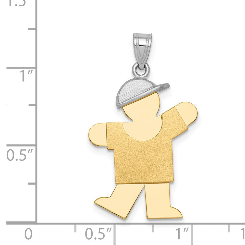 14k Two-tone Gold Two-tone Gold Large Boy w/Hat on Left Engravable Charm