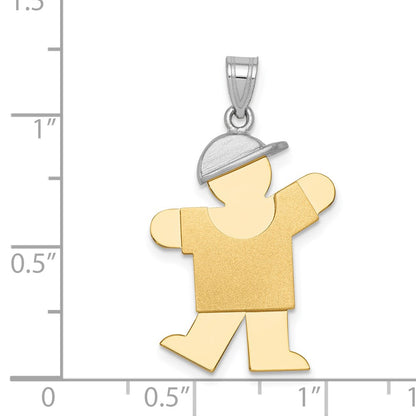 14k Two-tone Gold Two-tone Gold Large Boy w/Hat on Left Engravable Charm