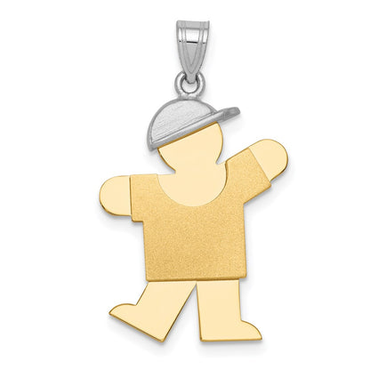 14k Two-tone Gold Two-tone Gold Large Boy w/Hat on Left Engravable Charm