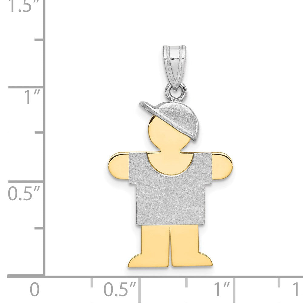 14k Two-tone Gold Two-tone Gold Large Boy w/Hat on Right Engravable Charm
