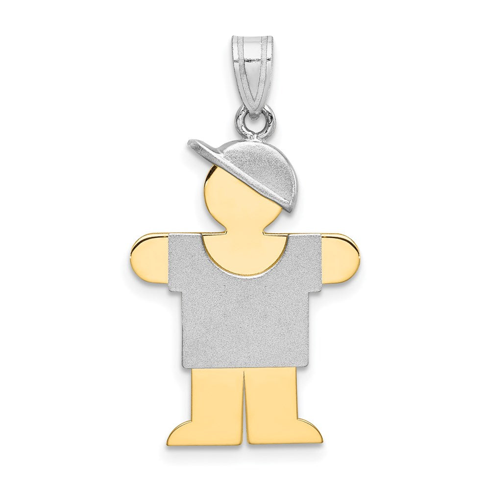 14k Two-tone Gold Two-tone Gold Large Boy w/Hat on Right Engravable Charm