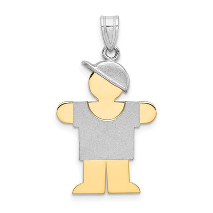 14k Two-tone Gold Two-tone Gold Large Boy w/Hat on Right Engravable Charm