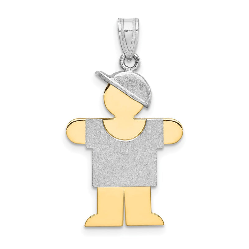 14k Two-tone Gold Two-tone Gold Large Boy w/Hat on Right Engravable Charm
