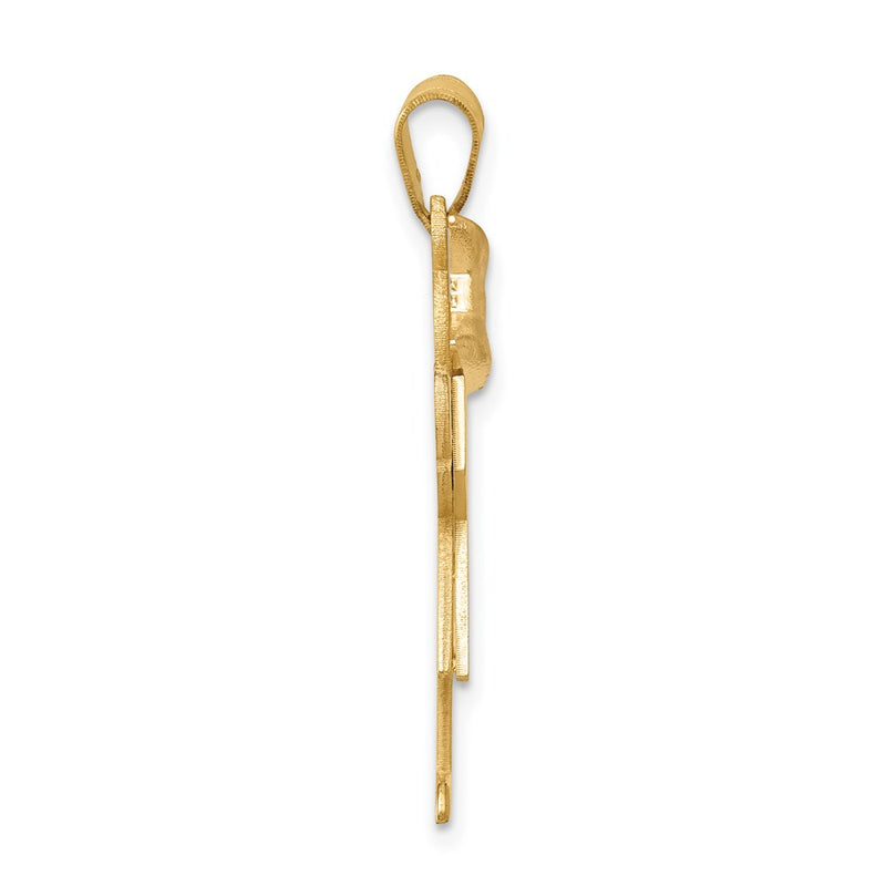 14k Two-tone Gold Two-tone Gold Large Girl w/Bow on Left Engravable Charm