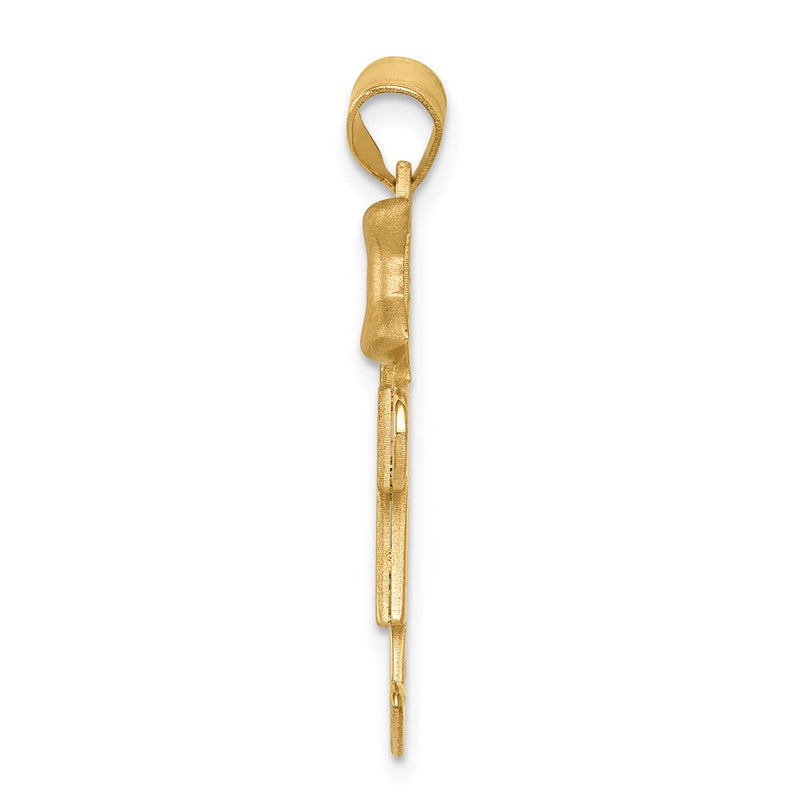 14k Two-tone Gold Two-tone Gold Large Girl w/Bow on Right Engravable Charm
