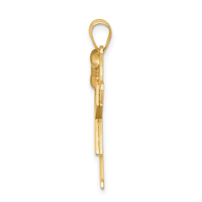14k Two-tone Gold Two-tone Gold Large Girl w/Bow on Left Engravable Charm