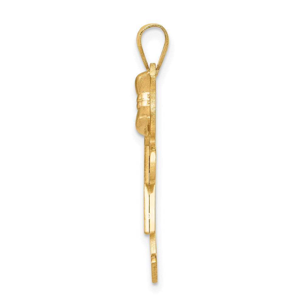 14k Two-tone Gold Two-tone Gold Large Girl w/Bow on Right Engravable Charm