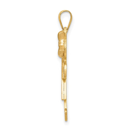 14k Two-tone Gold Two-tone Gold Large Girl w/Bow on Right Engravable Charm