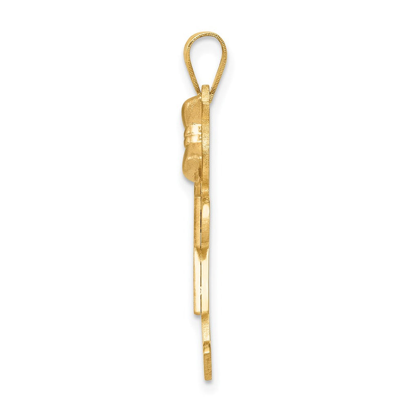 14k Two-tone Gold Two-tone Gold Large Girl w/Bow on Right Engravable Charm