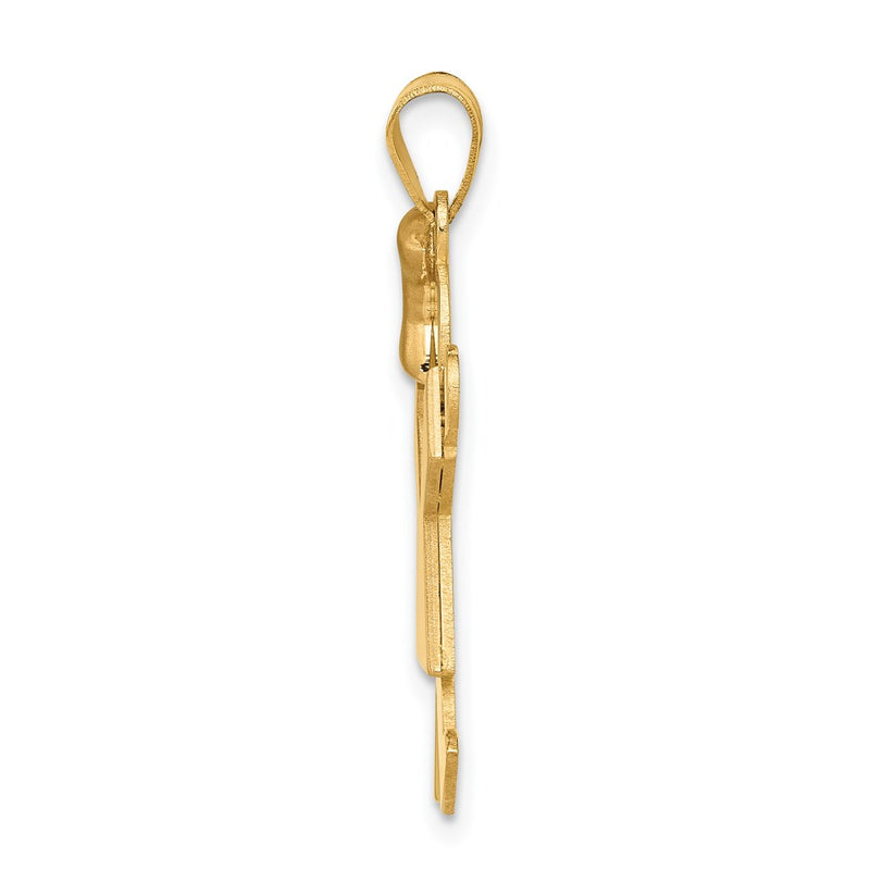 14k Two-tone Gold Two-tone Gold Large Girl w/Bow on Left Engravable Charm