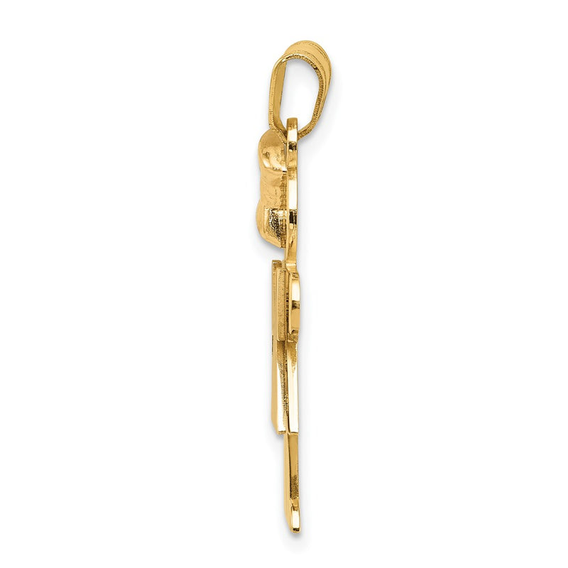 14k Two-tone Gold Two-tone Gold Large Girl w/Bow on Left Engravable Charm