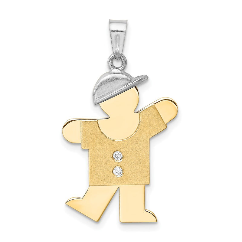 14k Two tone AAA Diamond kid pendant