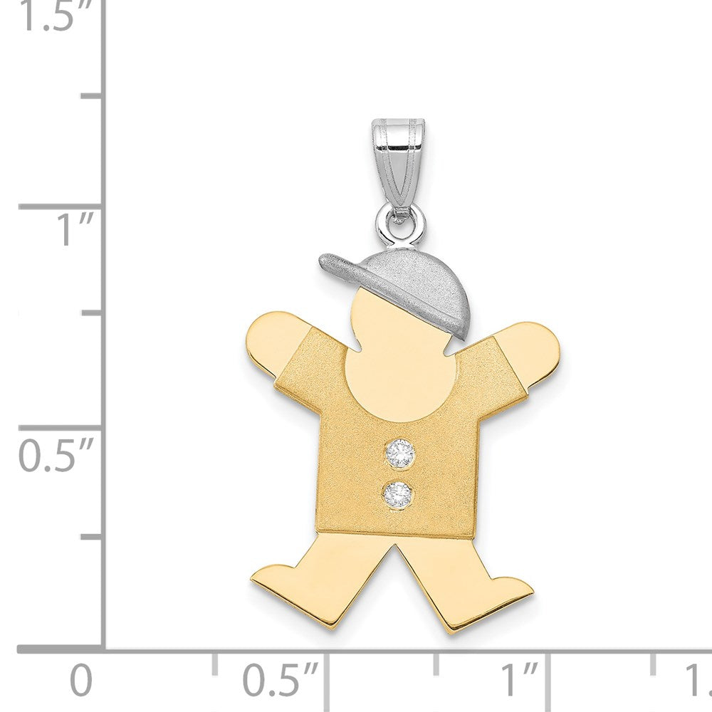 14k Two tone AA Diamond Kid Pendant