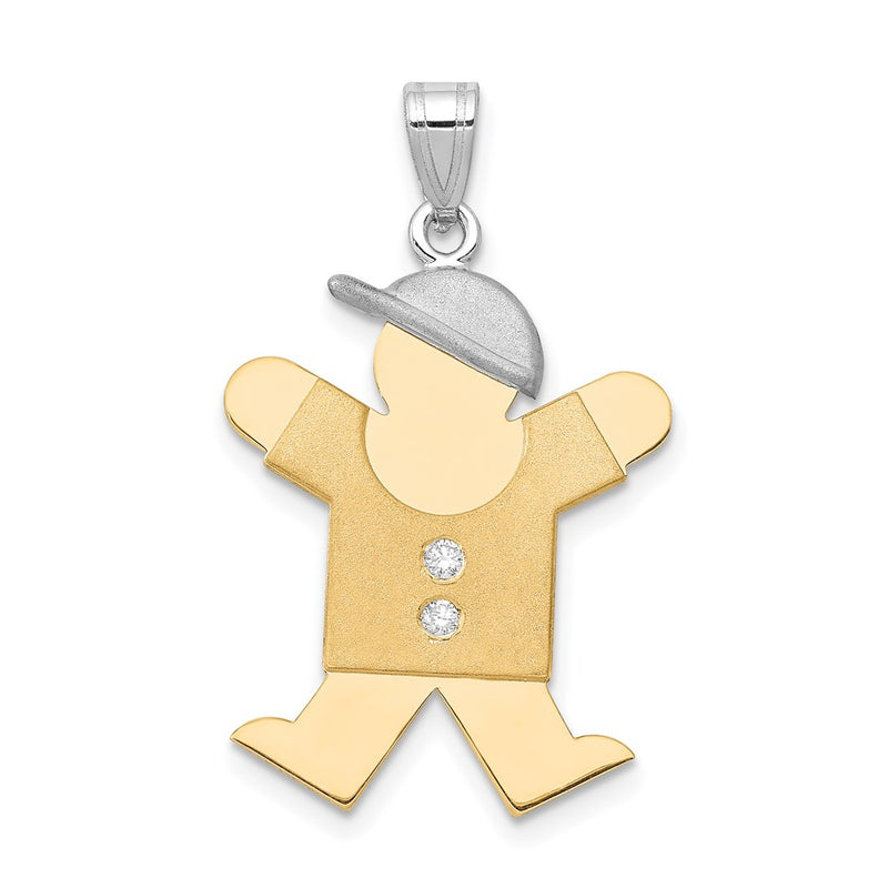 14k Two tone AA Diamond Kid Pendant