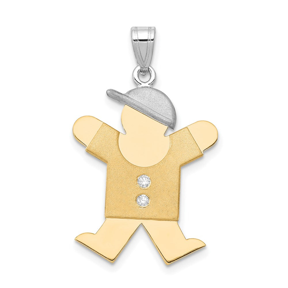 14k Two tone AAA Diamond kid pendant