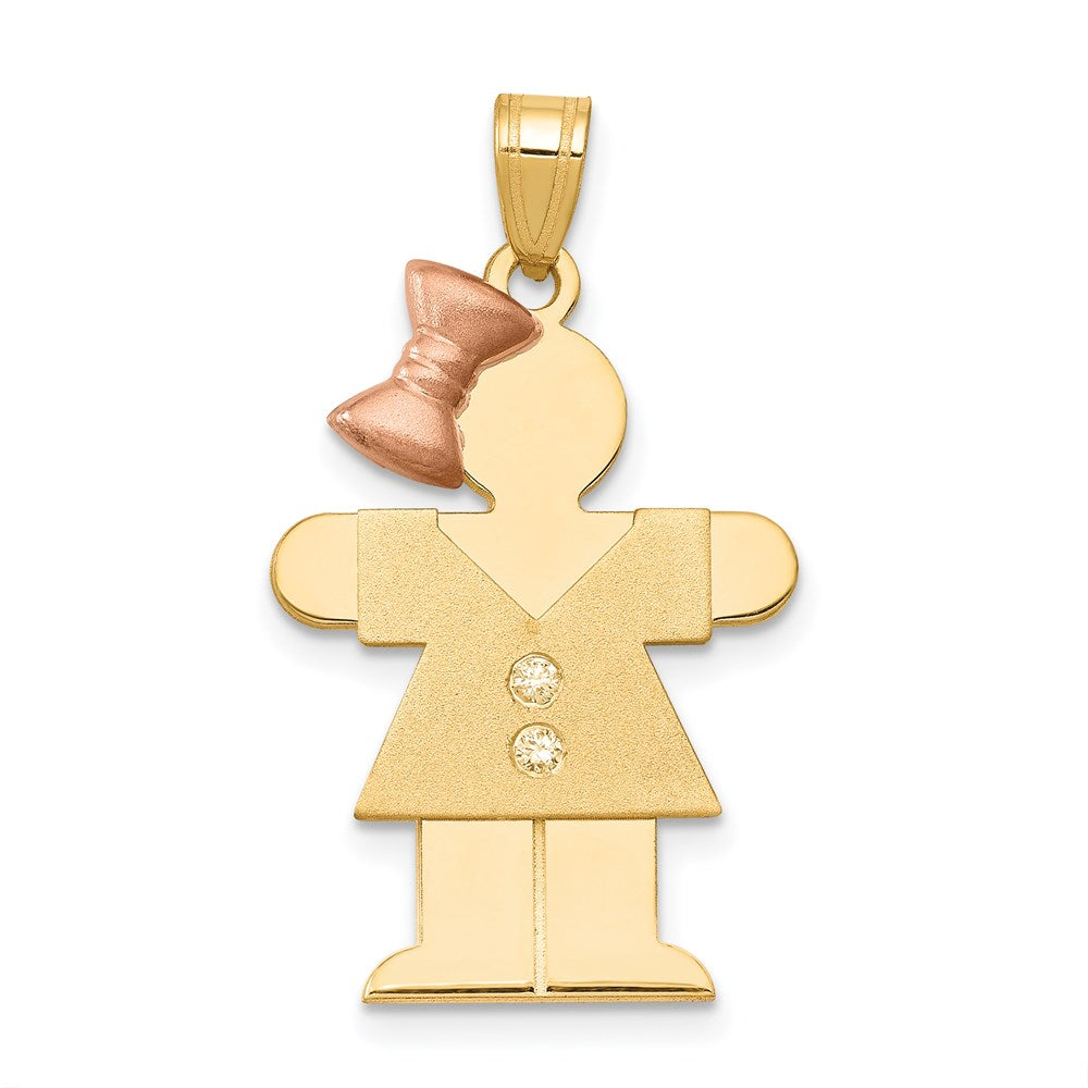 14k Two tone A Diamond kid pendant