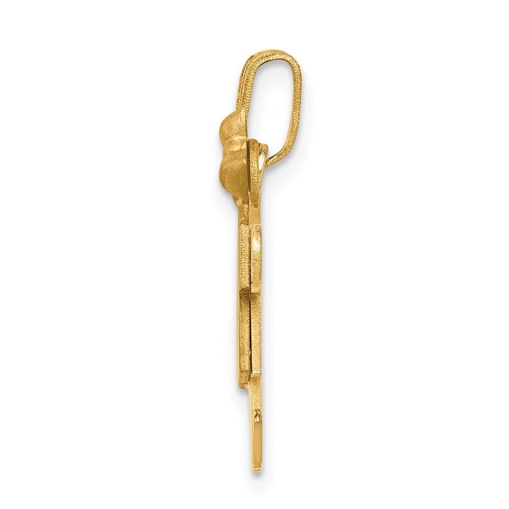 14k Yellow Gold Solid Boy Facing Right and Girl Facing Left Engravable Charm