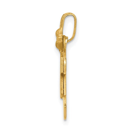 14k Yellow Gold Solid Boy Facing Right and Girl Facing Left Engravable Charm
