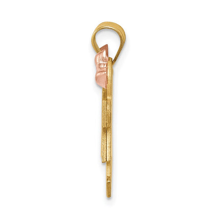 14k Two-tone Gold Two-tone Gold Small Double Girls Engravable Charm