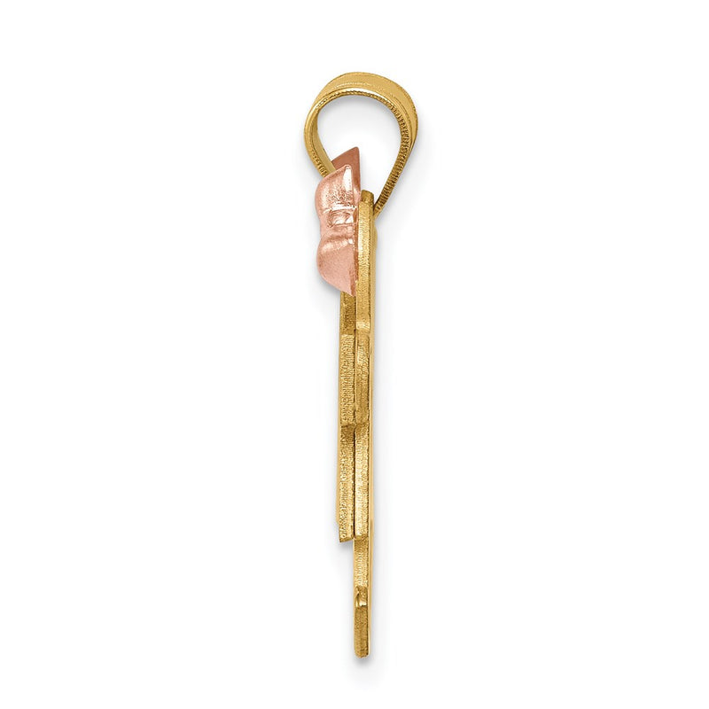 14k Two-tone Gold Two-tone Gold Small Double Girls Engravable Charm