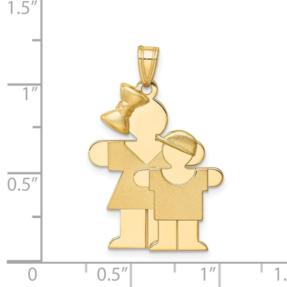 14k Yellow Gold Big Girl and Little Boy Engravable Charm