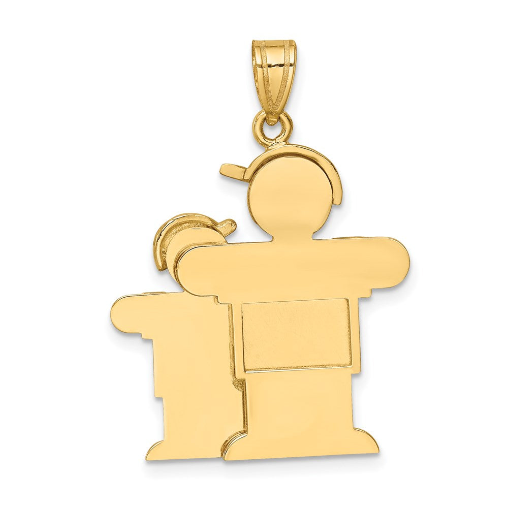 14k Yellow Gold Big Boy and Little Boy Engravable Charm
