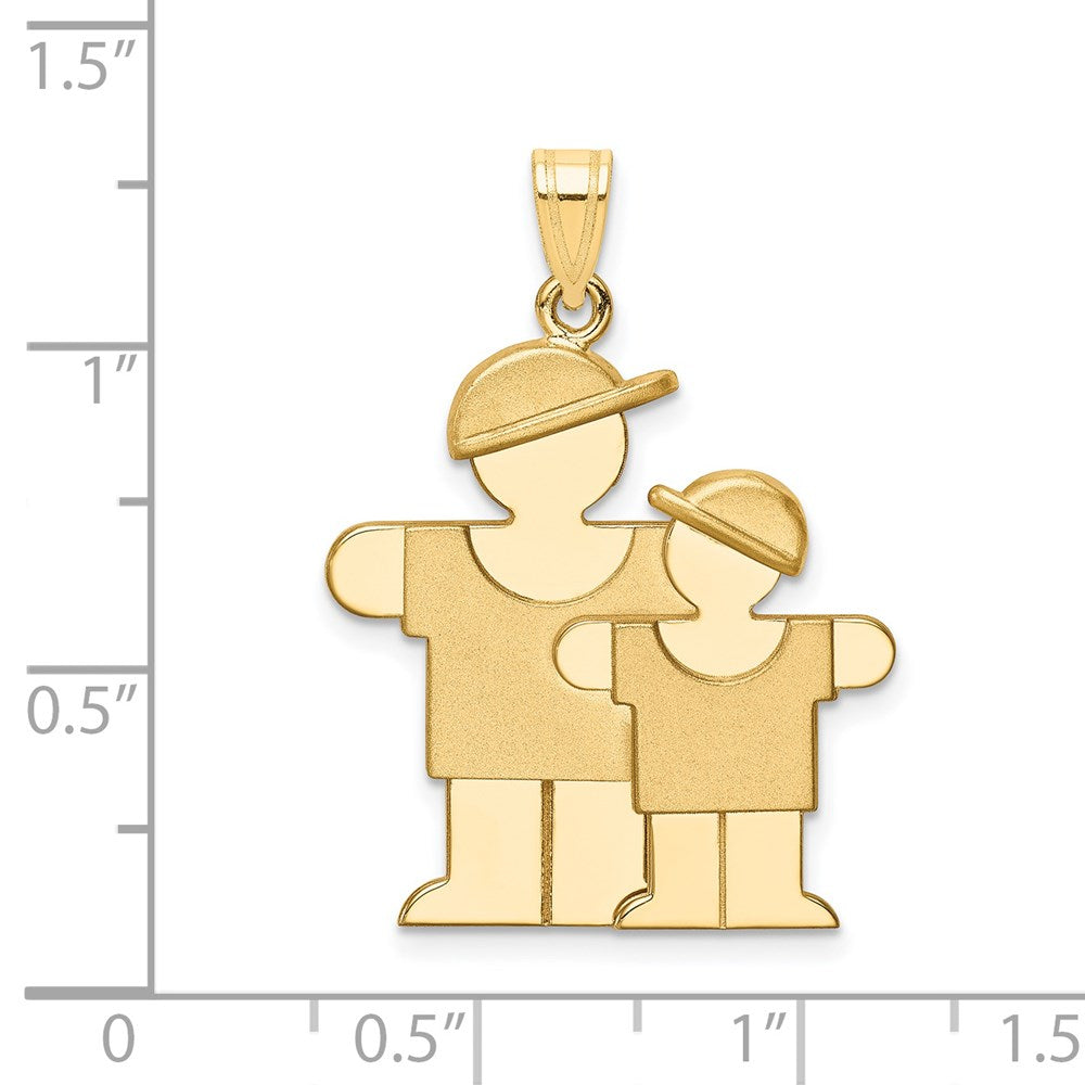 14k Yellow Gold Big Boy and Little Boy Engravable Charm