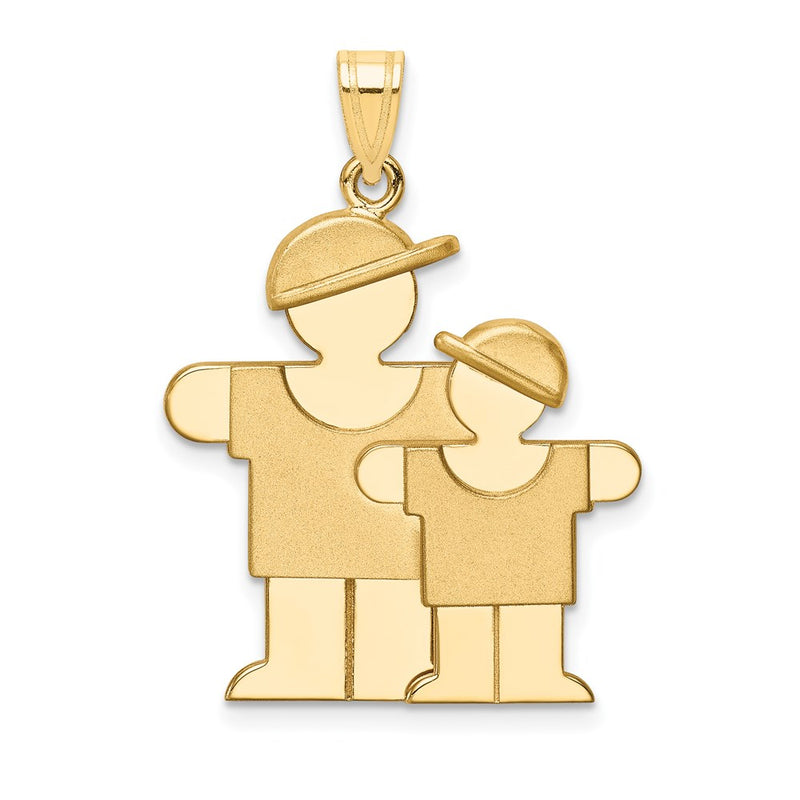14k Yellow Gold Big Boy and Little Boy Engravable Charm