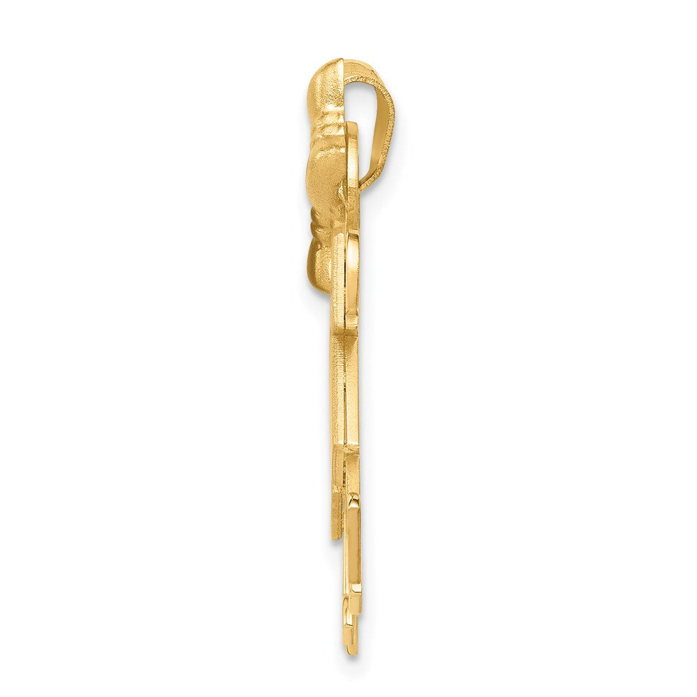 14k Yellow Gold Solid Engravable Large Double Girls with Bows Charm