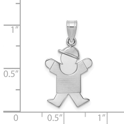 14k White Gold Small Boy w/Hat on Right Engravable Charm