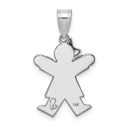 14k White Gold Small Girl w/Bow on Left Engravable Charm