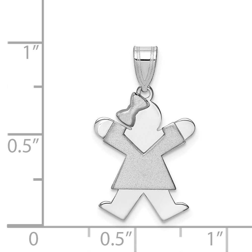 14k White Gold Small Girl w/Bow on Left Engravable Charm