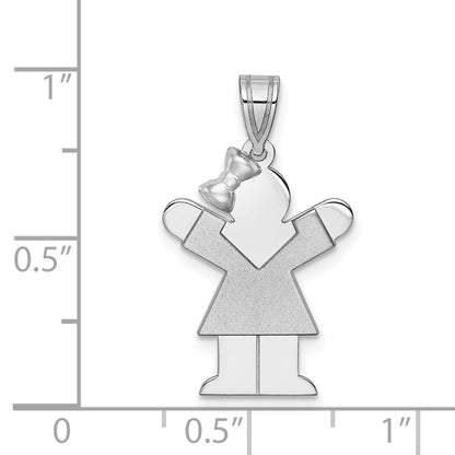 14k White Gold Small Girl w/Bow on Left Engravable Charm