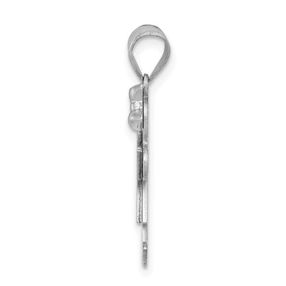 14k White Gold Small Girl w/Bow on Right Engravable Charm