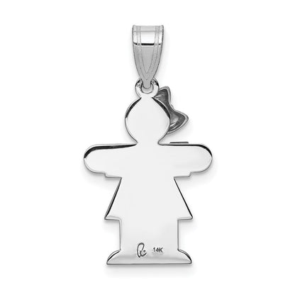 14k White Gold Small Girl w/Bow on Left Engravable Charm
