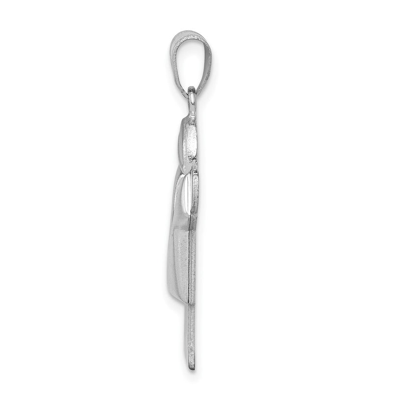 14k White Gold Puffed Boy w/Hat on Right Engravable Charm