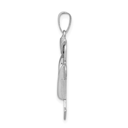 14k White Gold Puffed Boy w/Hat on Left Engravable Charm