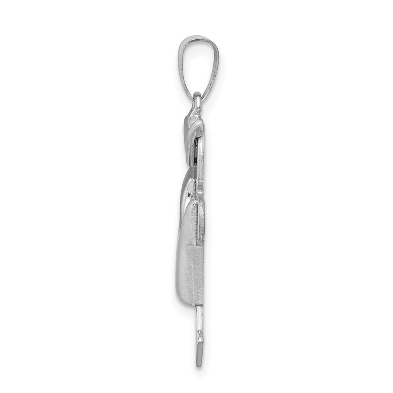 14k White Gold Puffed Boy w/Hat on Left Engravable Charm