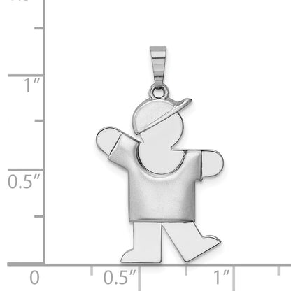 14k White Gold Puffed Boy w/Hat on Left Engravable Charm