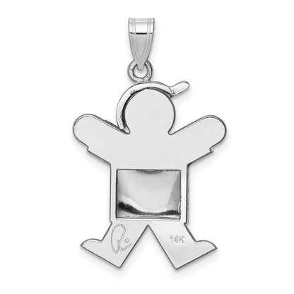 14k White Gold Puffed Boy w/Hat on Right Engravable Charm