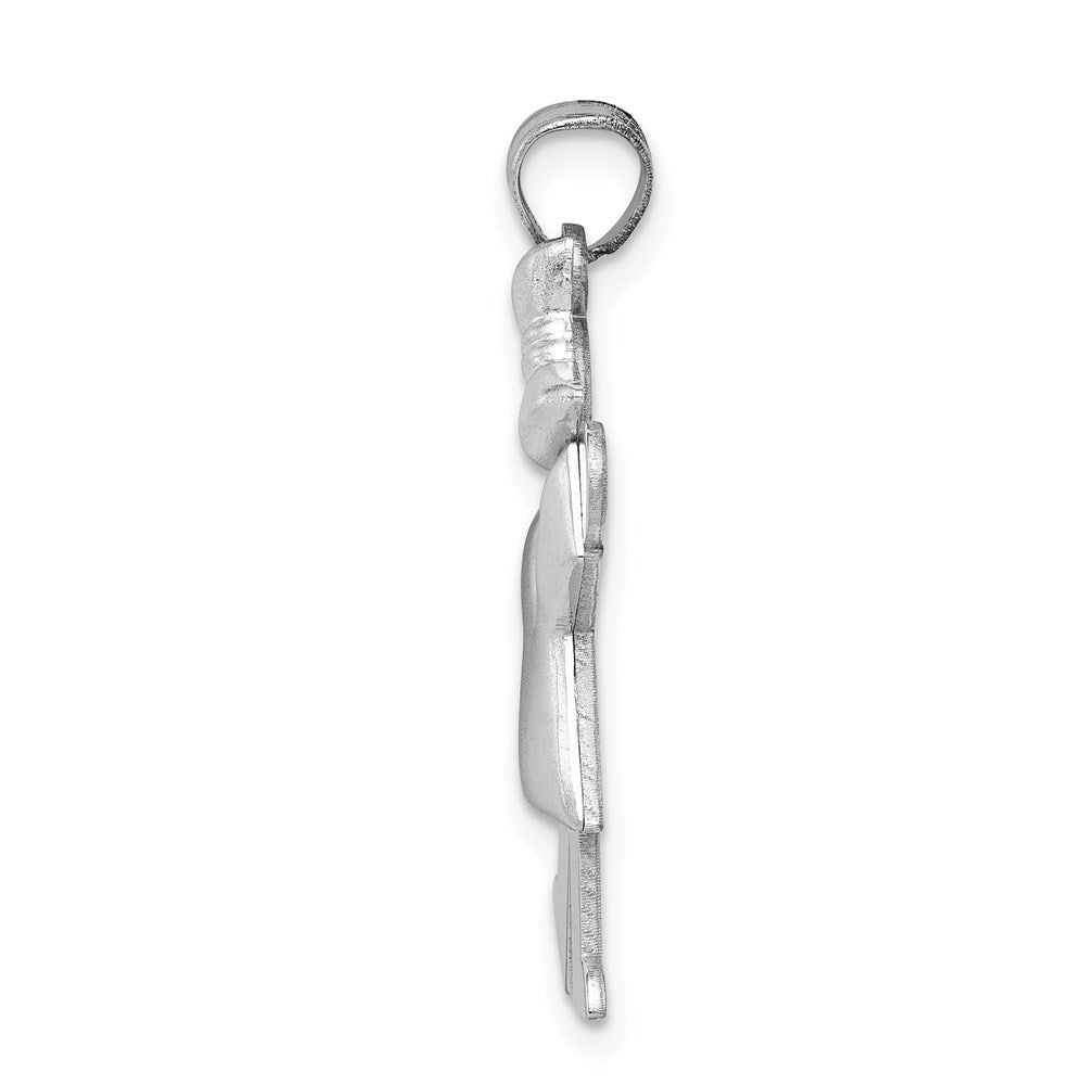14k White Gold Puffed Girl w/Bow on Right Engravable Charm