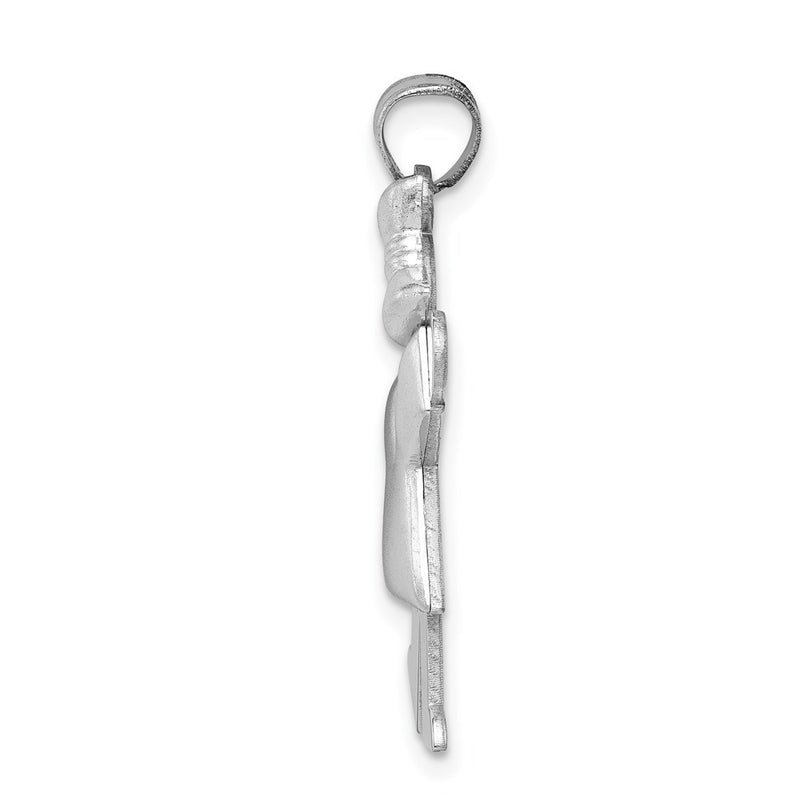 14k White Gold Puffed Girl w/Bow on Right Engravable Charm