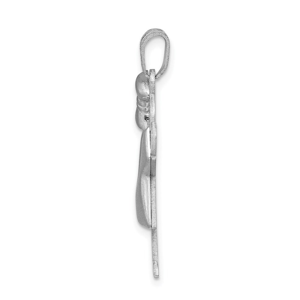 14k White Gold Puffed Girl w/Bow on Left Engravable Charm