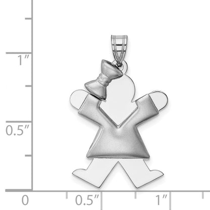 14k White Gold Puffed Girl w/Bow on Left Engravable Charm
