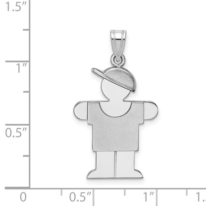 14k White Gold Medium Boy w/Hat on Right Engravable Charm