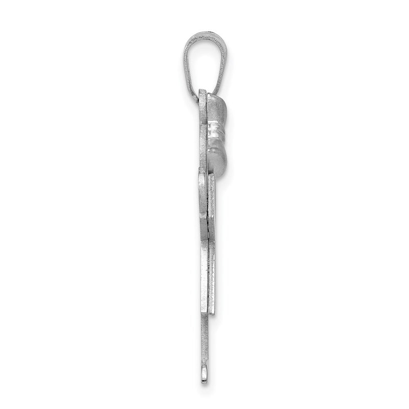 14k White Gold Medium Girl w/Bow on Left Engravable Charm